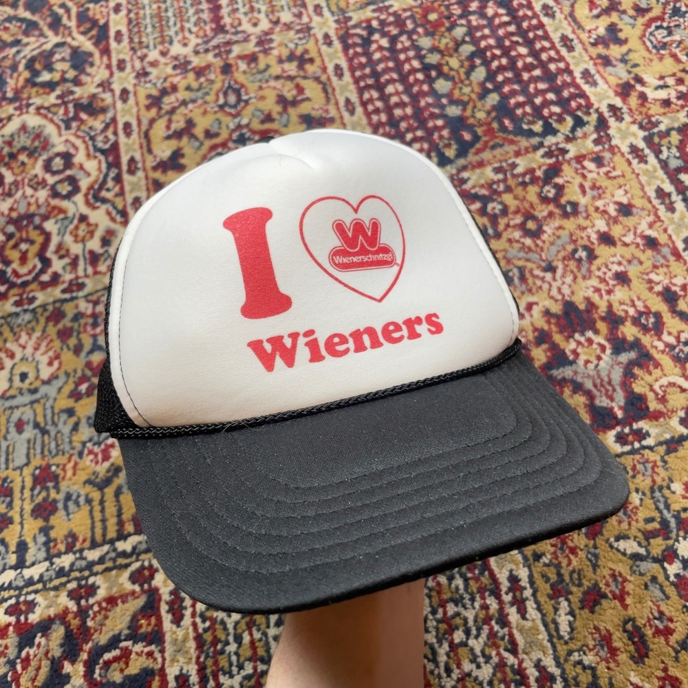 VTG Otto Wienerschnitzel I‎ Heart Love Wieners Foam Trucker Hat Snapback Black